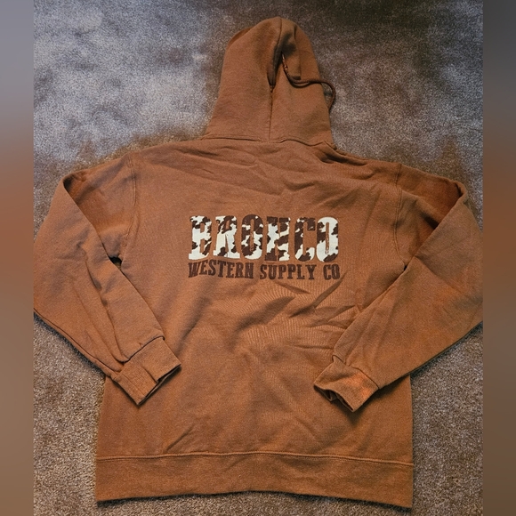 Women's Bronco Western Supply Cow Print Brand Hoodie - Picture 2 of 6